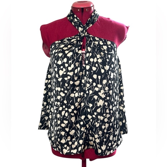 ZARA black and ivory satin easy care halter top - Picture 1 of 11